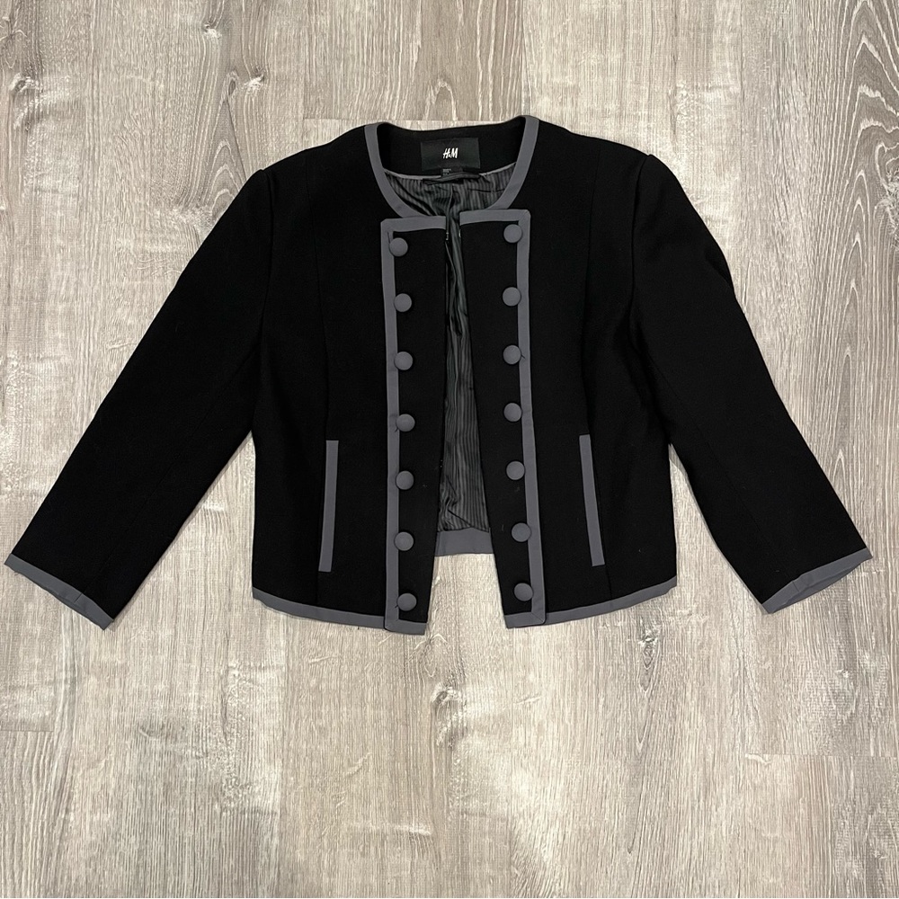 Black & Grey Military Style Blazer - Picture 6 of 10